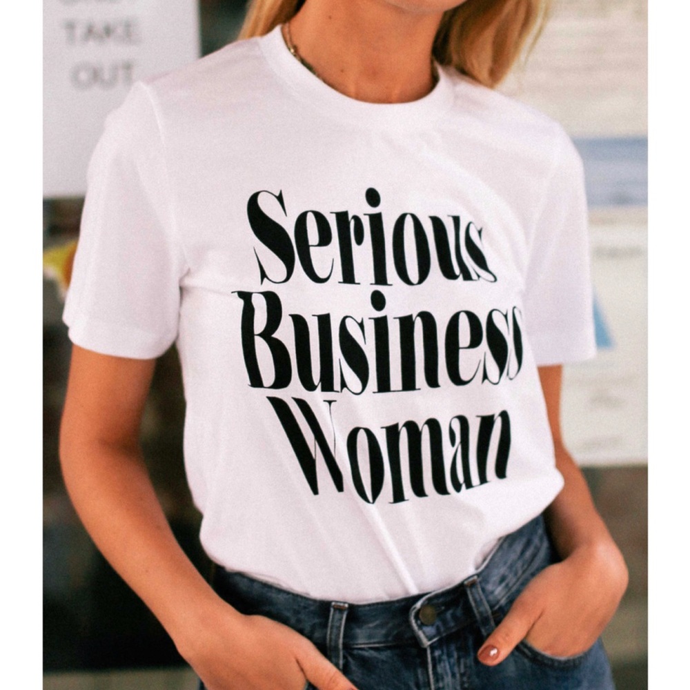 Serious business woman tee in white - Picture 2 of 5